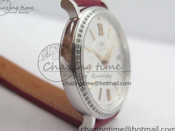 MIROTIME 0317 Portofino Automatic 37 SS M+F 1:1 Best Edition Silver Dial RG Markers on Red Crocodile Strap A Reliable 7154